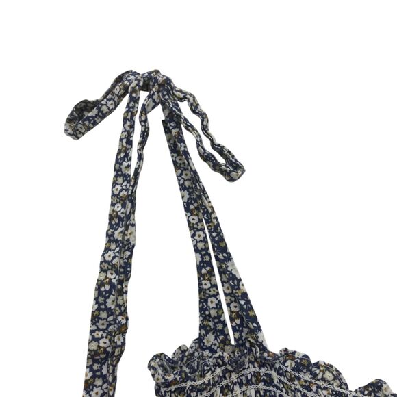 O.P.T. Cara Smocked Tiered Midi Dress Blue White Floral Small Cottagecore Boho - Picture 6 of 13